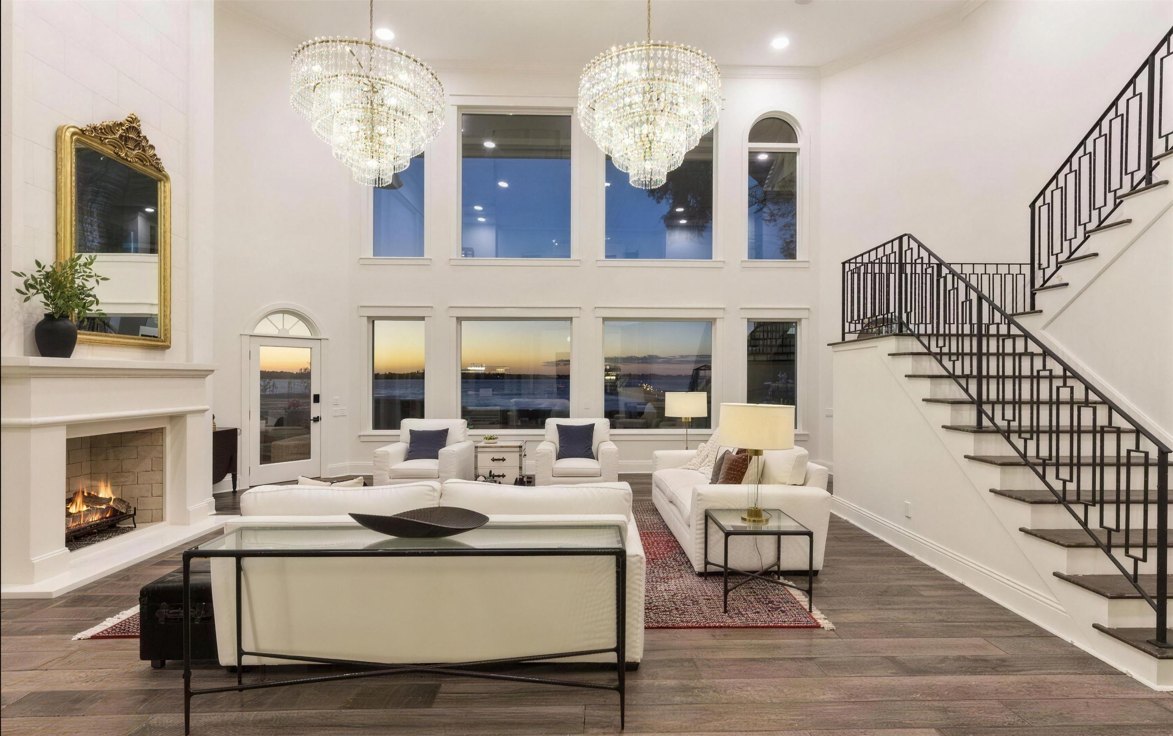 Two-Story Living Room Interior Painting — Mandarin