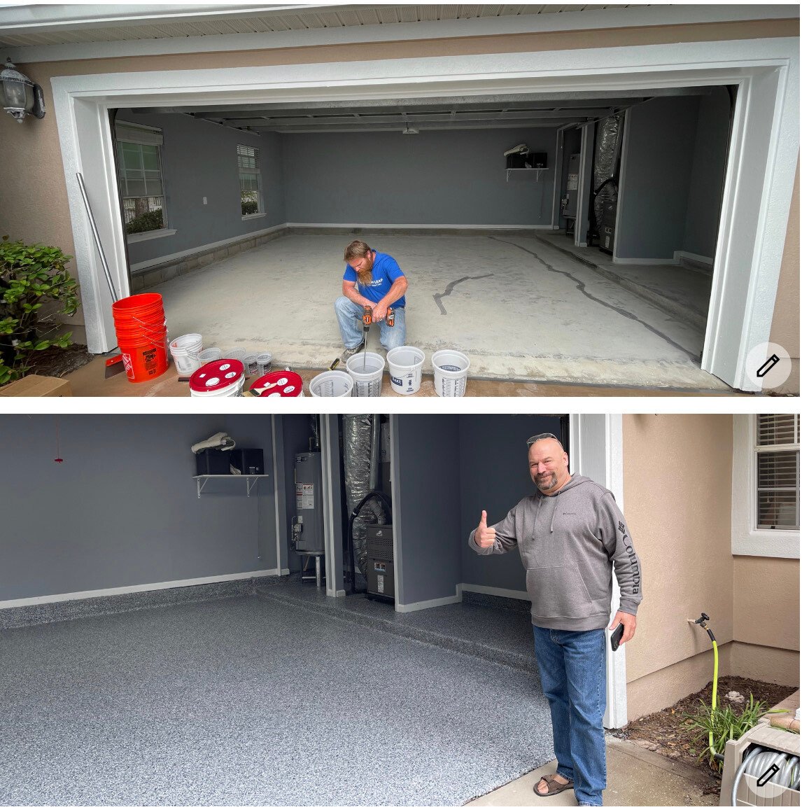 Concrete coating and epoxy flooring installed in a Jacksonville FL garage