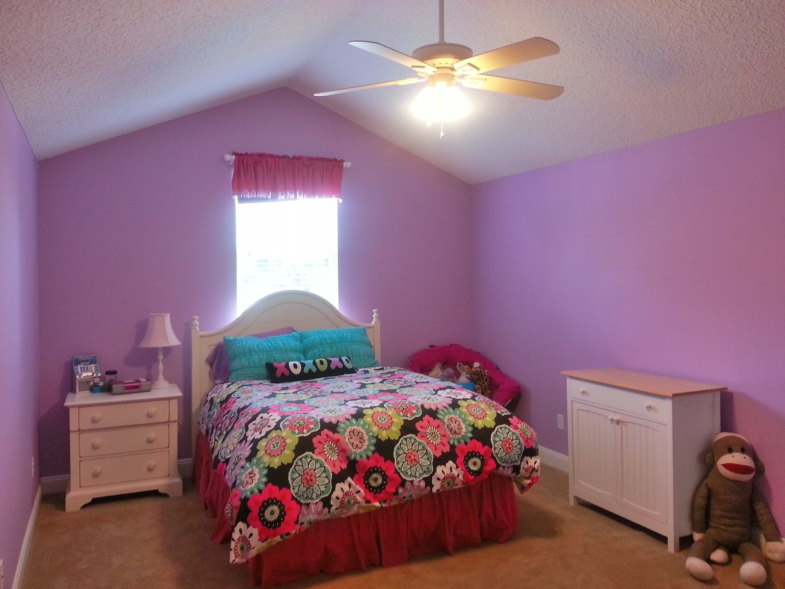 Purple bedroom walls after interior painting