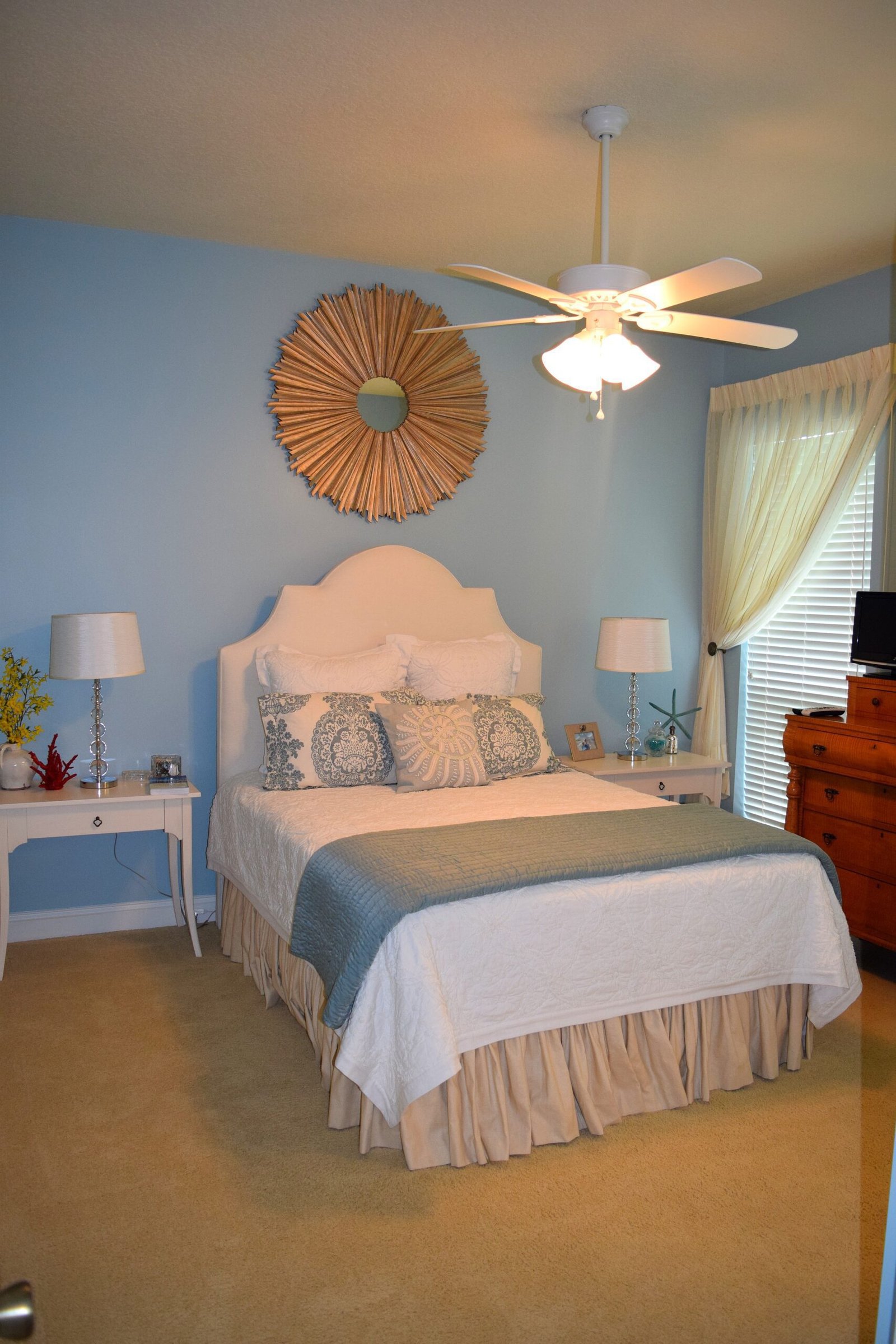 Blue bedroom walls after interior painting