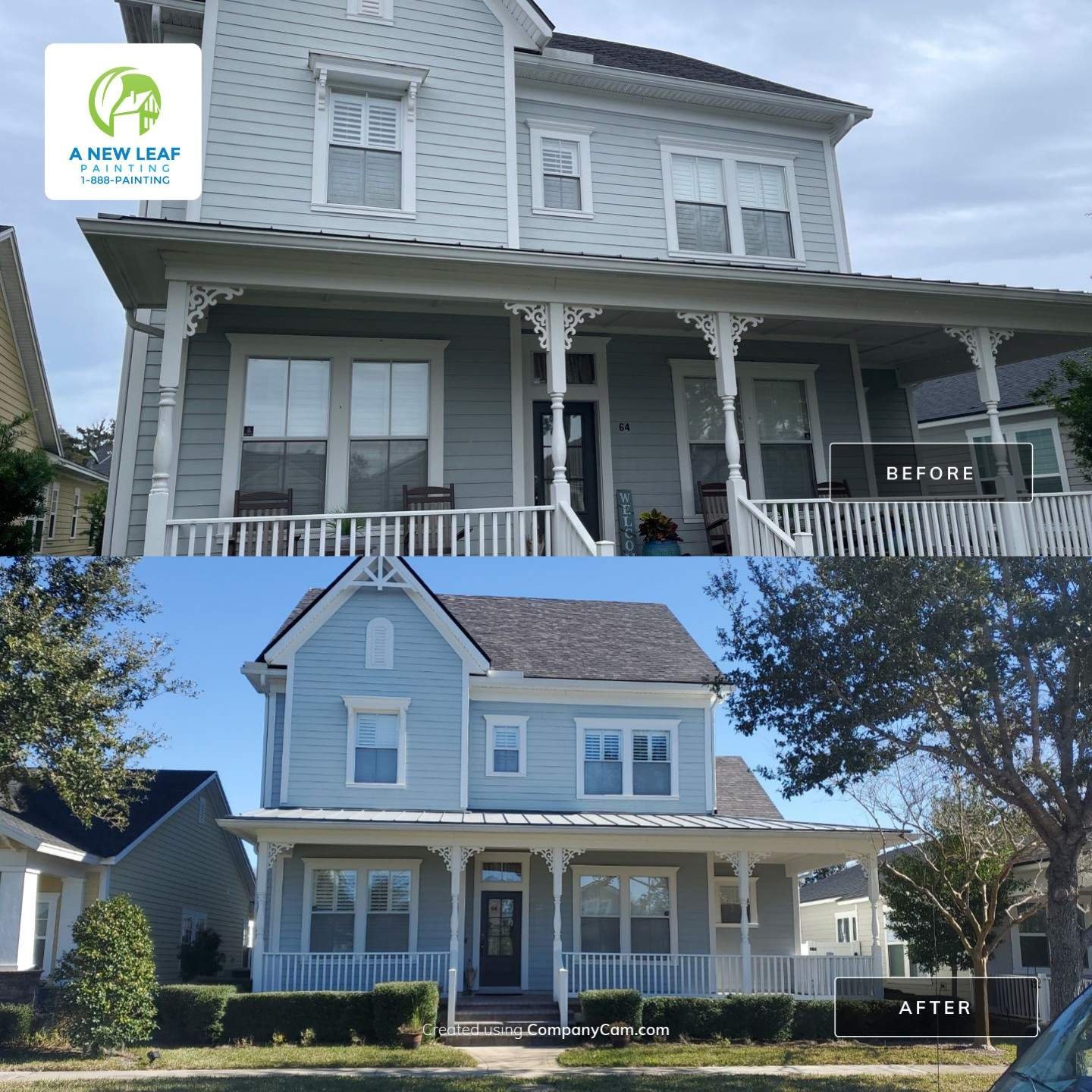 Before and after James Hardie siding exterior painting project in RiverTown, St. Johns, Florida