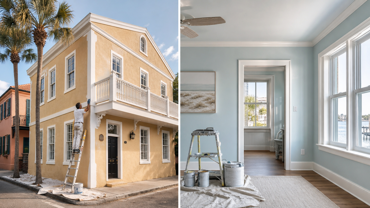 Exterior painting of an older home in St. Augustine, St. Johns County, Florida