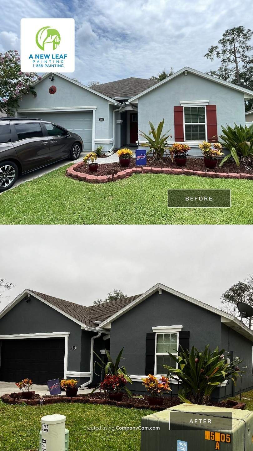 Exterior painting preparation on a World Golf Village home in St. Johns County, Florida