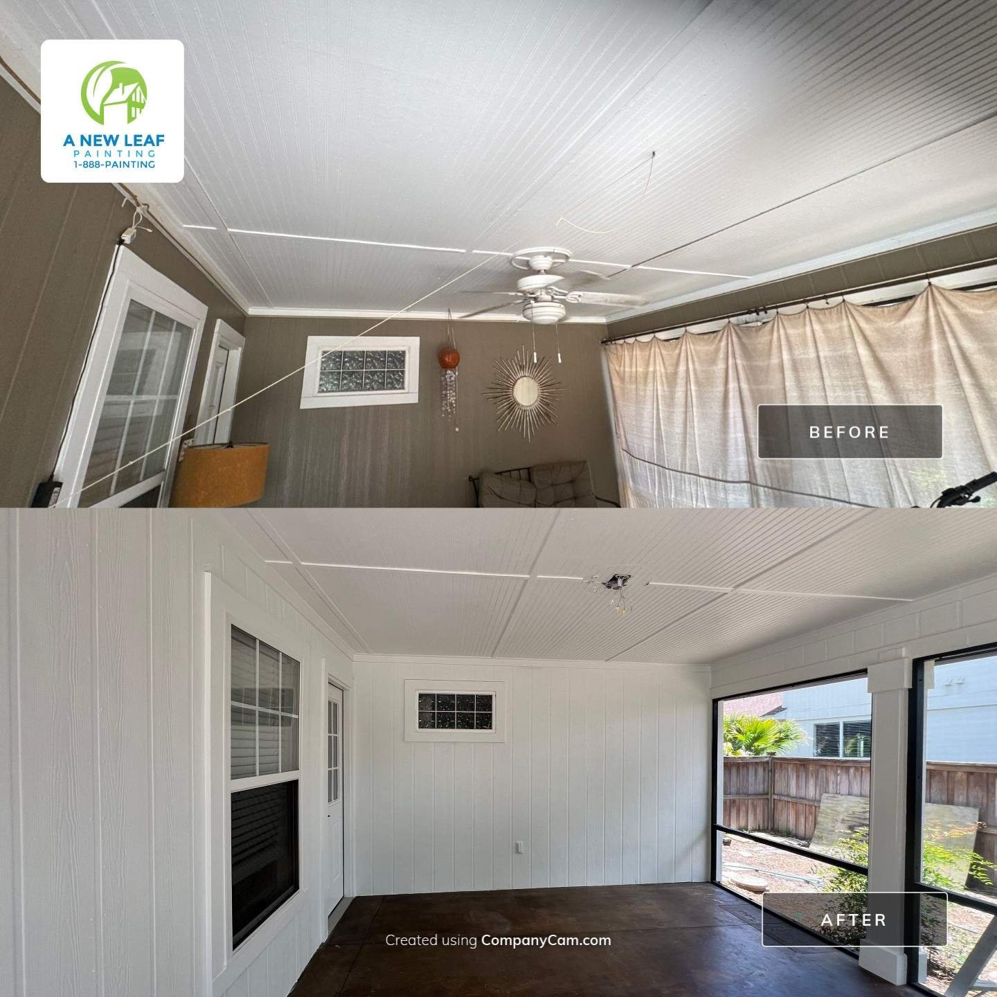 Before and after Jacksonville Beach home painted Pure White and Tricorn Black with James Hardie lap siding and exterior trim