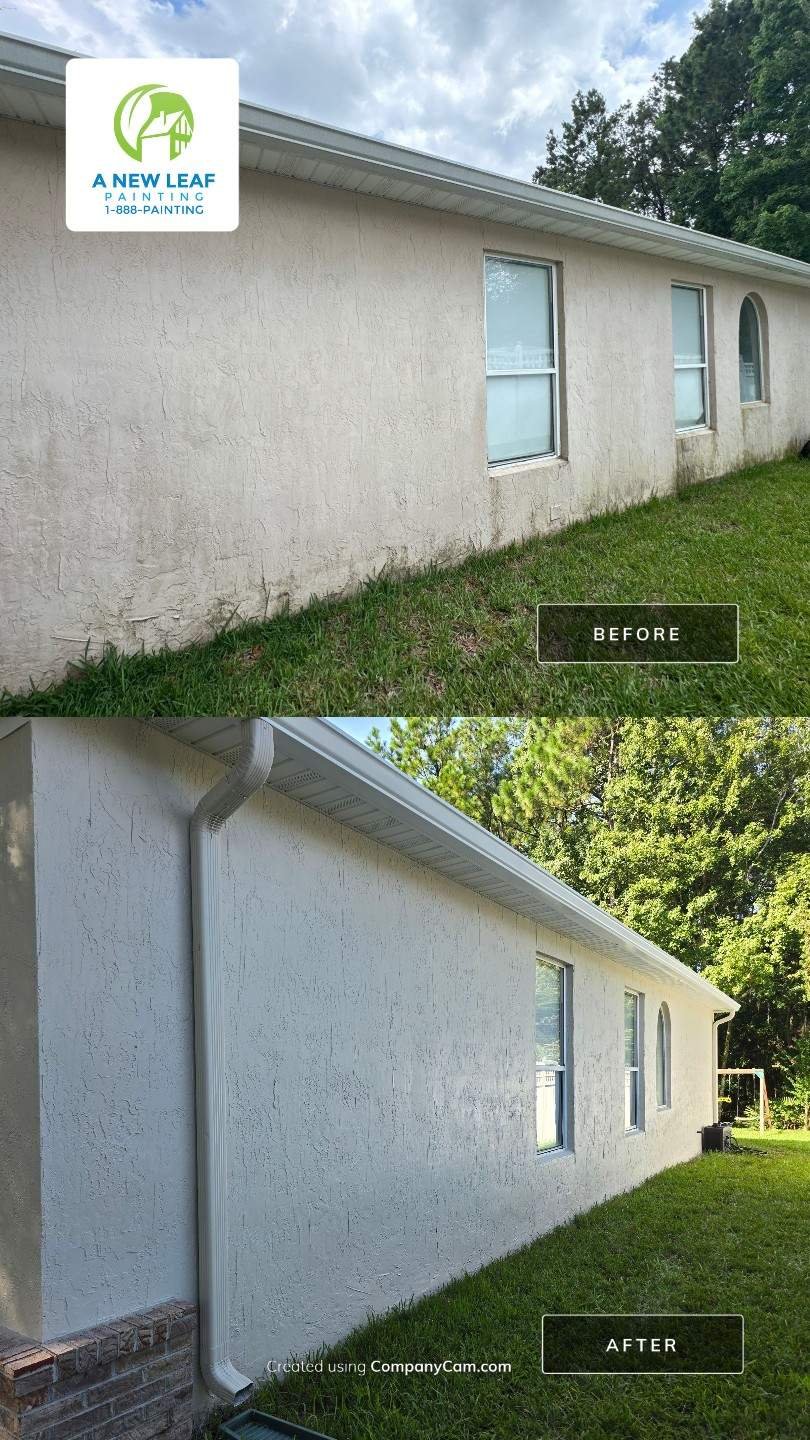 Finished stucco exterior painting project in East Hampton, Jacksonville